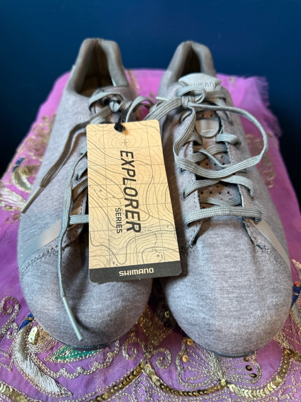 Shimano Women's Explorer Series Gray Lace-Up clip in bike shoes